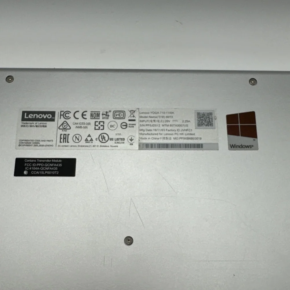 Lenovo Yoga 710-11ISK Touch Screen Laptop Windows PC 80TX Signature Reset